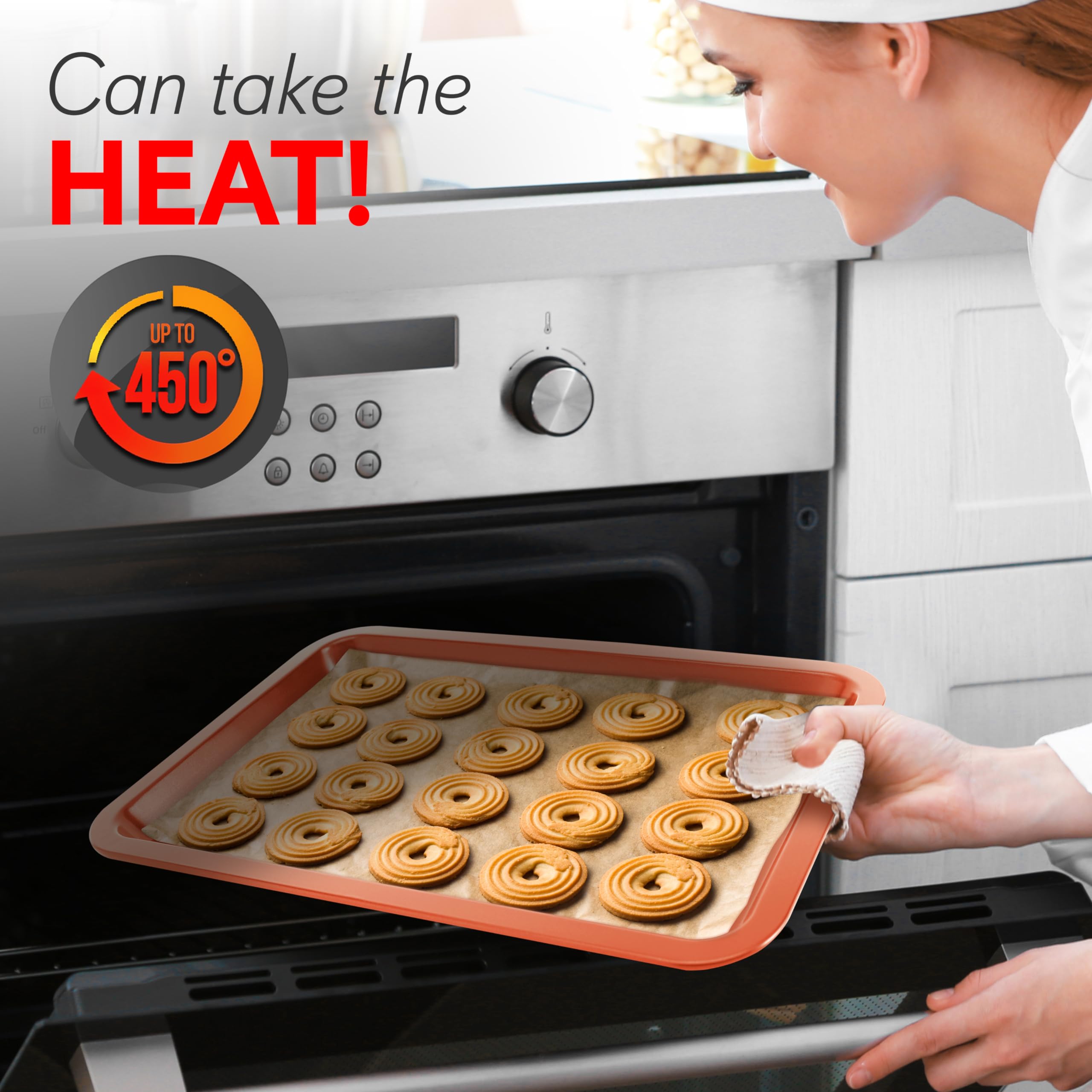 Nutrichef 10-Piece Nonstick Oven Baking Pan Set - Premium Carbon Steel Bakeware W/Cookie Sheets, Loaf & Cupcake Pans, Perforated